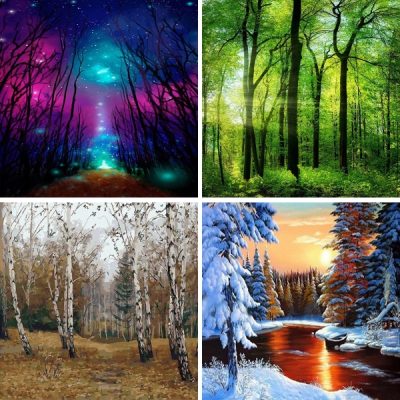 landscape trees paint by numbers