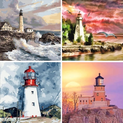lighthouses paint by numbers