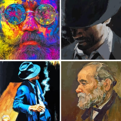 Men paint by numbers
