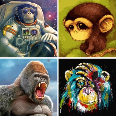 monkeys paint by numbers