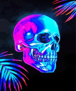 Neon Skull Head paint by number