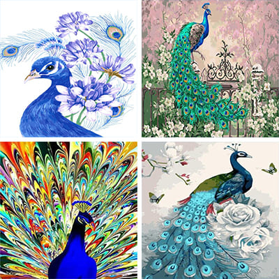 peacocks paint by numbers