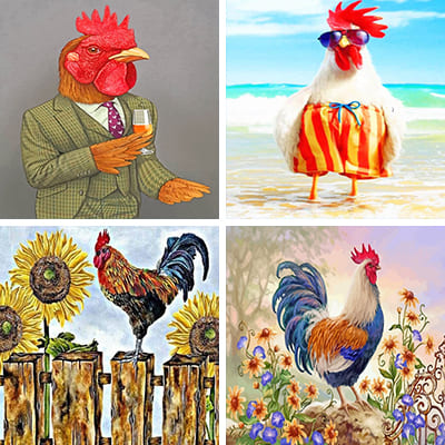 roosters paint by numbers