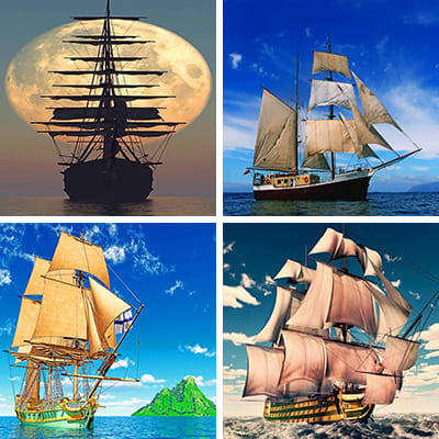 sail ships paint by numbers