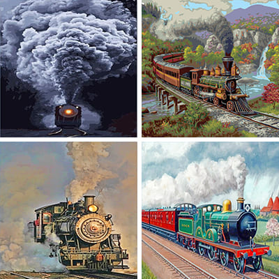 trains paint by numbers