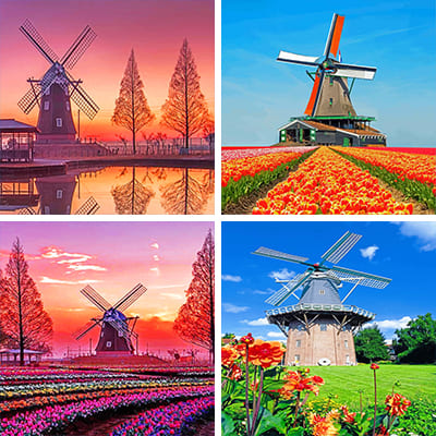 windmills paint by numbers