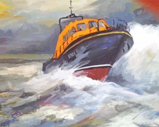 Abstract Rnli Lifeboat paint by numbers