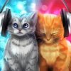 Cute Cats Listening To Music paint by numbers
