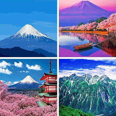 japanese mountains paint by numbers