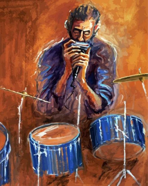 Musician And Harmonica paint by numbers