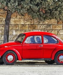 Red Volkswagen Beetle paint by numbers