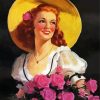 Vintage Lady With Roses paint by numbers