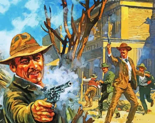 Western Gun Fight paint by numbers