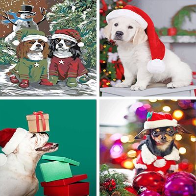 christmas dog paint by number