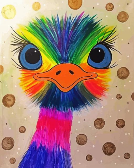 Colorful Emu Bird paint by numbers