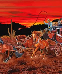 Aesthetic Stagecoach And Horses paint by numbers
