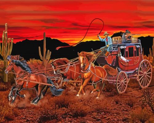 Aesthetic Stagecoach And Horses  paint by numbers 