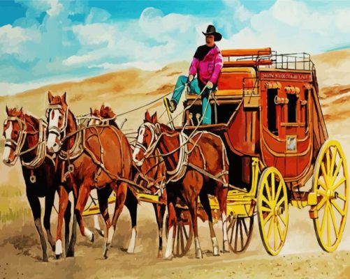 Stagecoach And Horses Art   paint by numbers
