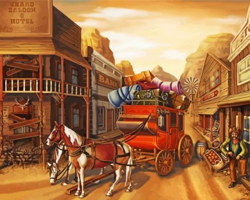 Stagecoach And Horses paint by numbers