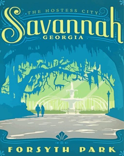 Aesthetic Savannah GA Poster paint by numbers