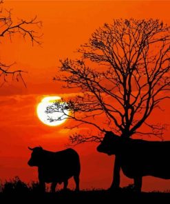 Cows Silhouette paint by numbers