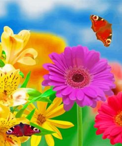 Nature Flowers And Butterflies paint by numbers