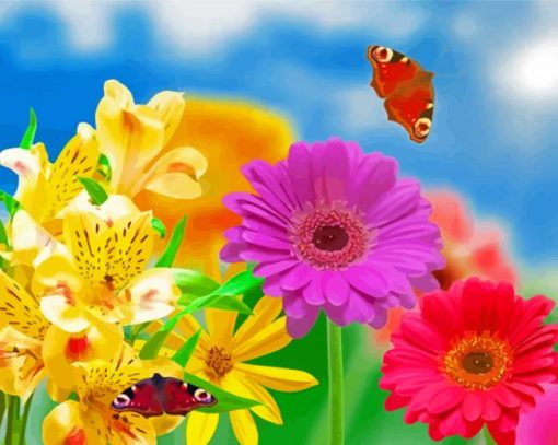 Nature Flowers And Butterflies paint by numbers