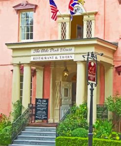 The Old Pink House Savannah GA paint by numbers