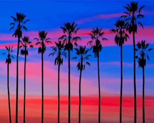 LA Sunset Silhouette  paint by numbers