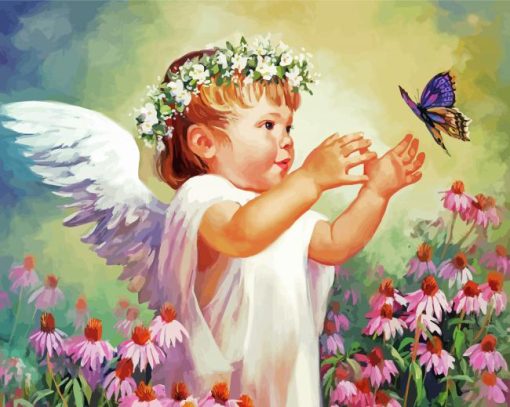 Angel With Butterflies paint by numbers