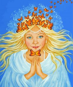 Angel With Orange Butterflies paint by numbers