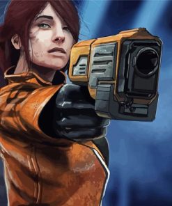 Lady With Gun Illustration paint by numbers