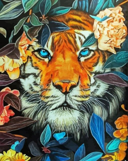 Tiger And Flowers paint by numbers