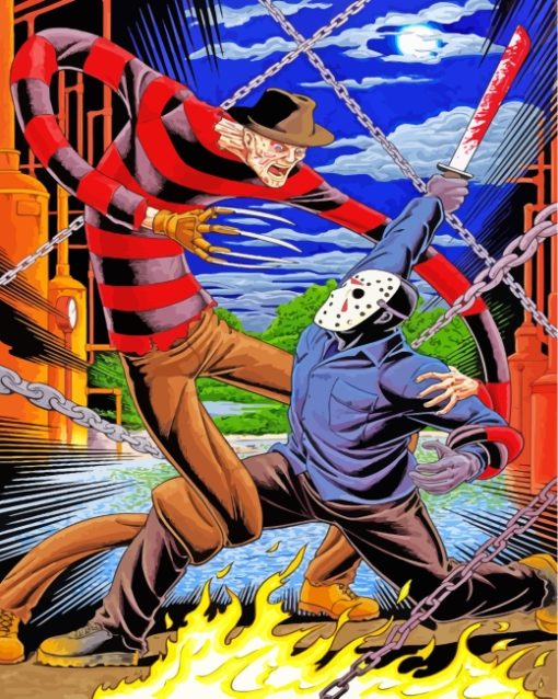 Freddy And Jason Voorhees Paint By Numbers