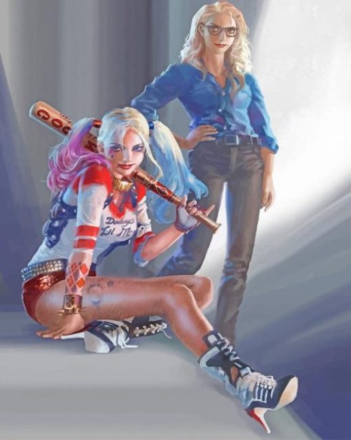 Harley Quinn and Dr Harleen paint by numbers