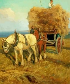 Vintage Harvesting With Horses paint by numbers