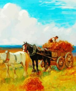 Harvesting With Horses paint by numbers