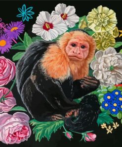 Capuchin Monkey And Flowers paint by numbers