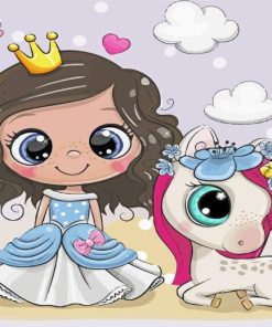 Princess And Unicorn paint by numbers