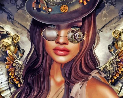 Steampunk Girl  paint by numbers