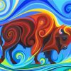 Abstract Buffalo painting by numbers