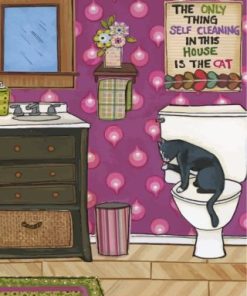 Cat In The Toilet paint by numbers