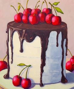 Cherry Chocolate Cake paint by numbers