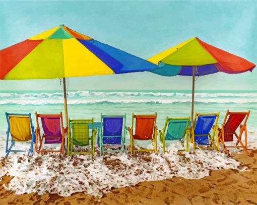 Colorful Sun Loungers paint by numbers