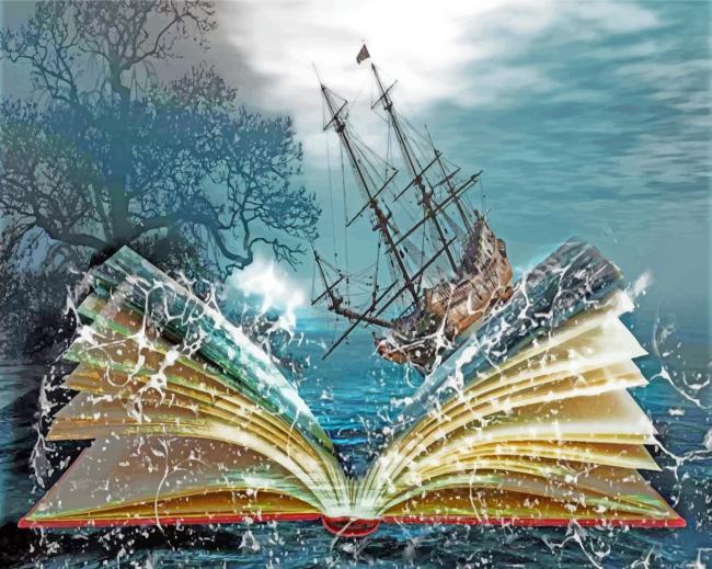 Fantasy Sea Book Ship Paint By Numbers