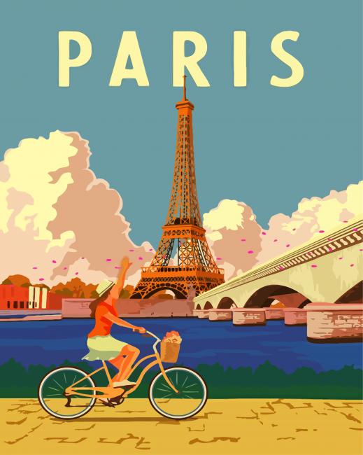 Paris City Poster paint by numbers