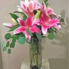 Pink Lilies In Vase paint by numbers
