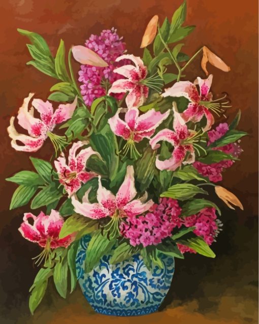 Pink Lilies Still Life Paint By Numbers