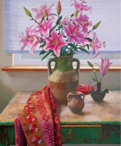 Pink Lilies Vase paint by numbers