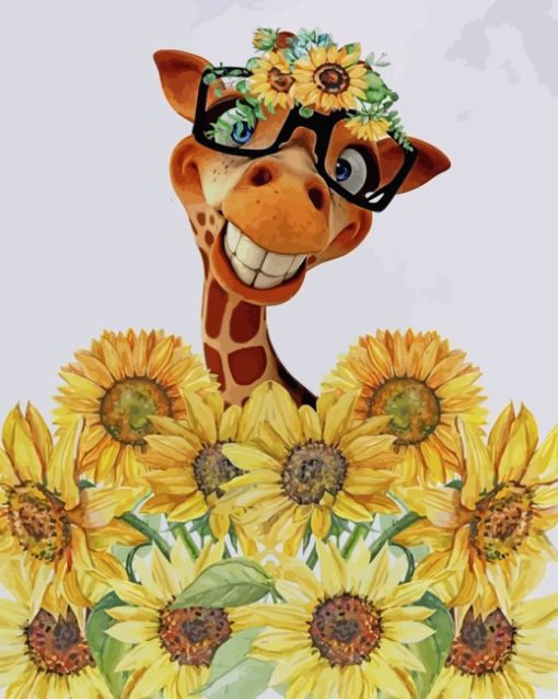 Sunflowers Giraffe paint by numbers